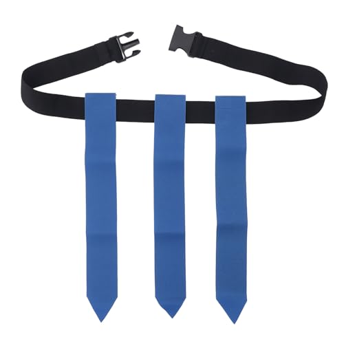 Flag Football Belt, Adjustable 1 Belt 3 Flags Outdoor Sports Flag Football Belt for Kids Youth Adults (Blue)