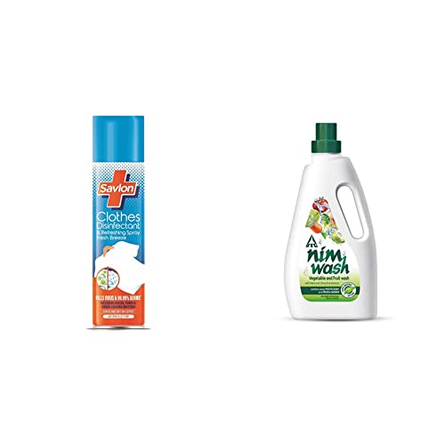 Image of Savlon Cloth Spray (230 ml) and Nimwash Vegetable and Fruit Wash (1000 ml)