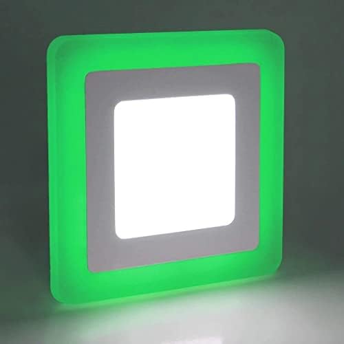 I Lumos 6W + 3W Square Recessed LED Ceiling Mounted Panel Light Dual Colour 3 Mode 9W Room Office Shop Downlight Lighting (Warm White + Green)