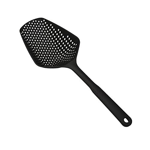 Listado de Cucharas de drenaje - los más vendidos. 41 Cuchara coladora grande con mango largo, herramienta colador de drenaje para pasta, cocina para espaguetis, fideos, verduras, 13.5 pulgadas, color negro