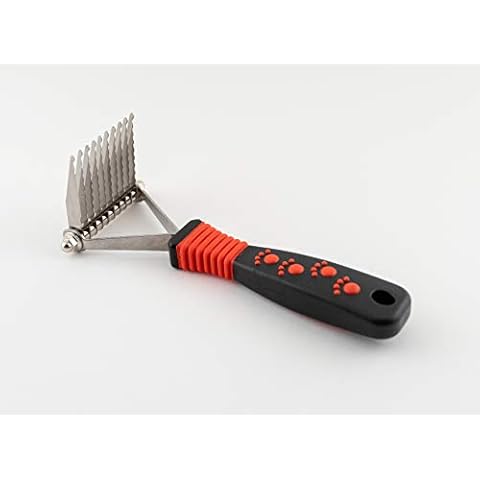 RYAN'S PET SUPPLIES Paw Brothers 10-Blade Dematting Tool for Dog Grooming, Professional Grade, Stainless Steel Blades, Comfort Grip, Gentle on Skin Cover
