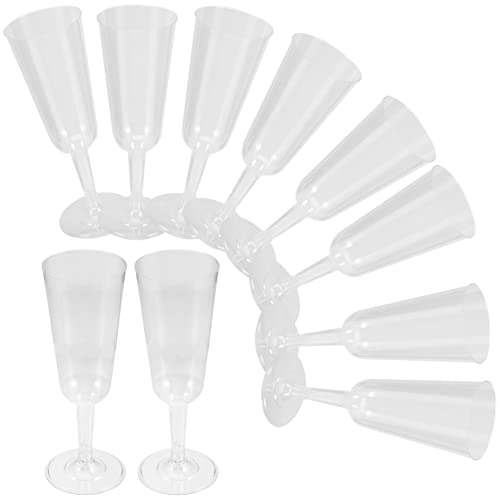 BESTONZON Flautas De Champanhe De Plástico De Festa: 10 Peças 150 Ml Copos De Torrar De Plástico Tra