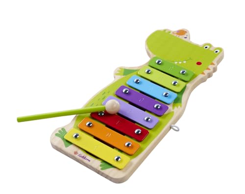 Eichhorn Musik Xylophon - Kinderxylophon mit 8 Tönen Klöppel und Liederbuch mit 5 Liedern fördert Rhythmusgefühl und Gehör 28x13 cm aus Sperrholz Birke und Metall ab 2 Jahren