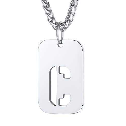 FindChic Dog Tag Chain Personalised Engraved Mens Chain Necklace Dog Tags C Initial Necklace Men,Dog Tags Jewellery for Men Women Boys Stainless Steel Mens Chain with Initials