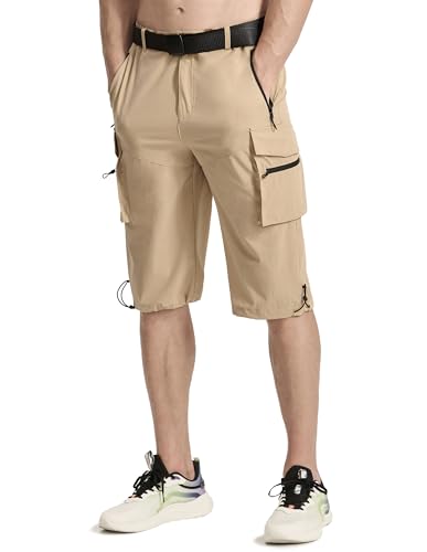 Pausel Shorts de caminhada masculinos de secagem rápida, shorts cargo com bolsos com zíper para pesc