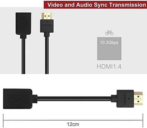 JILM HDMI Extension Cable, 4K 1080P HDMI Extender High Speed HDMI Male to Female Cable Adapter Compatible with TV Stick/Roku/ PS4/5/Xbox360 etc, Plug & Play (12cm/4.7in 2 PCS)