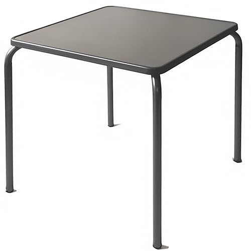 MBH – Mobiliario hostelería. Mesa Gris Cuadrada de Acero apilable para terraza 70 x 70 x 72 cm con Tablero de Resina para Interior y Exterior de Bar, Restaurante y cafetería. (Gris)
