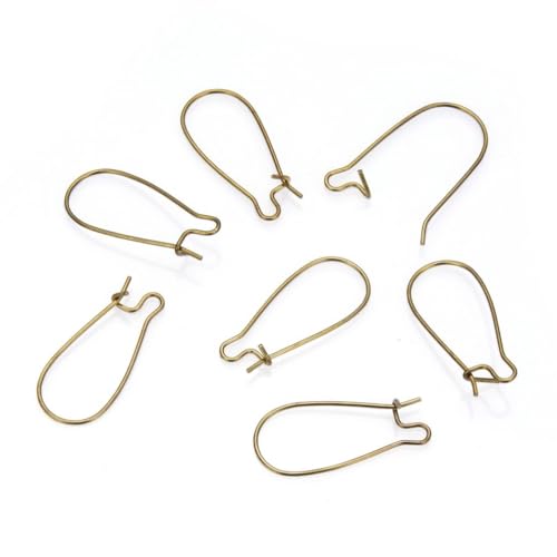 Adabele 50pcs Raw Brass Kidney Earring Hooks Ear Wire Connector 18mm Long Unplated/Uncoated for DIY Craft Earrings Jewelry Making CX187-18