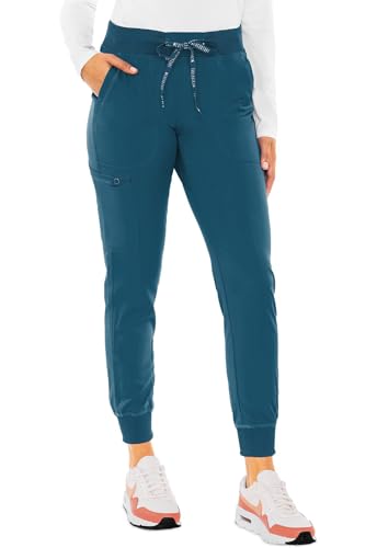 Med Couture Scrub Pants for Women Cargo Jogger Bottoms with 5 Pockets, Lightweight, Ultra Soft, 2-Way Stretch Fabric - MC7710, S, Caribbean