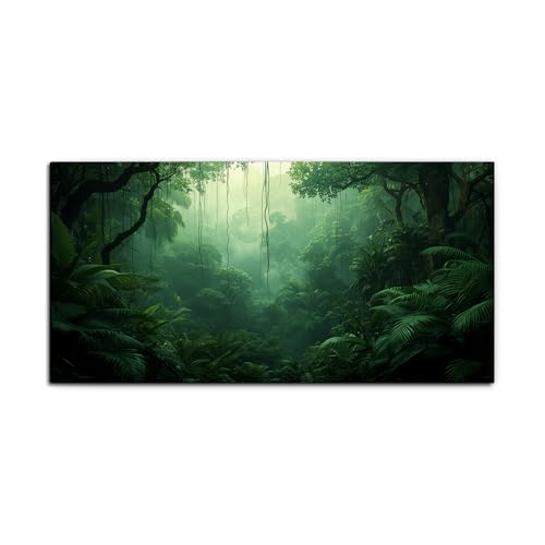 H-WALA Dense Tropical Rainforest Panorama Canvas Wall Art, Lush Jungle