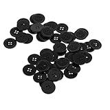 DIYEAH 50 Stück Schwarze Runde Harz Nähknöpfe 25mm mit 4 Löchern Langlebig Verformungsbeständig für Anzüge Pullover und Mäntel Selbstgemacht Bastelknöpfe