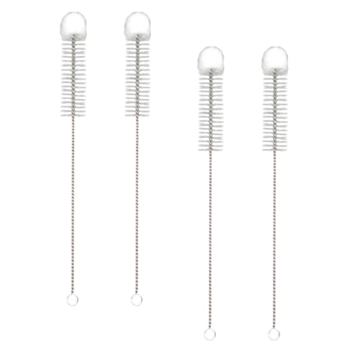 YOSADIER 4pcs Cotton Ball Cleaning Brushes for Bottles and Test Tubes Flexible Nylon Bristles with Soft Cotton Tips Deep Scrub for Beakers Flasks Vases and Cups