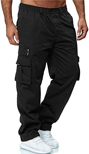 EndoraDore Men's Multi-Pocket Pants Outdoor Cargo Jogger Pant Work Hiking Tactical Loose Straight Trousers Sweatpants