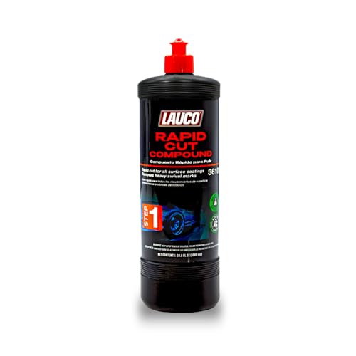 LAUCO Step 1 Rapid-Cut Automotive Polishing Compound – 32oz, Heavy-Cut Formula for Deep Scratch, Oxidation & Sanding Mark Removal, Silicone-Free & Clear-Coat Safe (1000 mL)