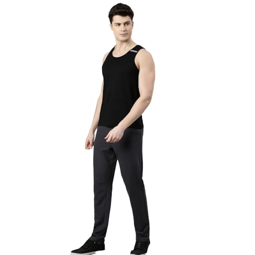 Image of F A S O Men's Cotton Track Pants - Casual Fit, Ottoman Fabric, Denim Pocket, Invisible Back Pocket, Adjustable Drawcord Waist - Gym, Workout, All-Day Comfort Lounge Joggers