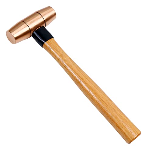 WEDO Rückschlagfreie Hämmer mit Holzgriff Schonhammer Hammerkopf aus Kupfer, 1-1/2lb, 340mm Länge