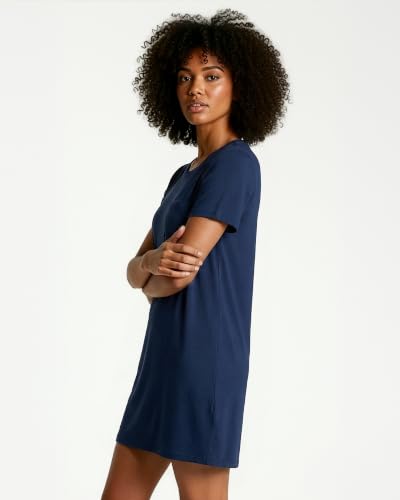 Image of Real Essentials 3 Pack: Women's Short Sleeve Nightgown Dress - Nightshirt Pajama Sleep Shirt Sleepwear (Available In Plus)