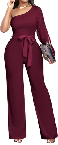 sexycherry Formal Jumpsuit for Women Dressy Elegant Long Straight Pants Jumpsuits for Party Club with Zipper