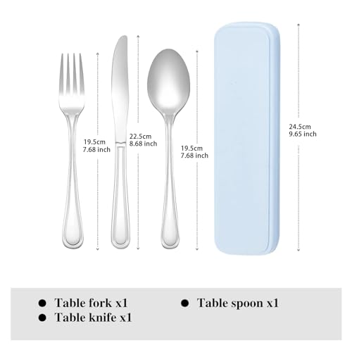 Otto Koning, Cutlery Set Travel Portable Knife Fork Spoon Set with Case - Stainless Steel Camping Picnic Lunchbox Cutlery Sets for 1 - Reusable Dishwasher Safe