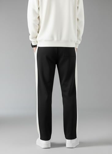 Image of INDICLUB Men's Track Pants with Side Stripe, Drawstring Waist, Straight Leg