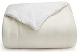 WAVVE Kuscheldecke Flauschig Sherpa Decke Creme - Warme Sofaüberwurf Decke Groß Als Sofadecke, Weiche Couchdecke Dick, 230x270 cm, Wohndecke für Sofa