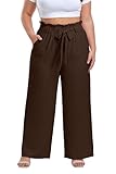 OLRIK Plus Size Trousers for Women Maternity Dress Pants Coffee-2X