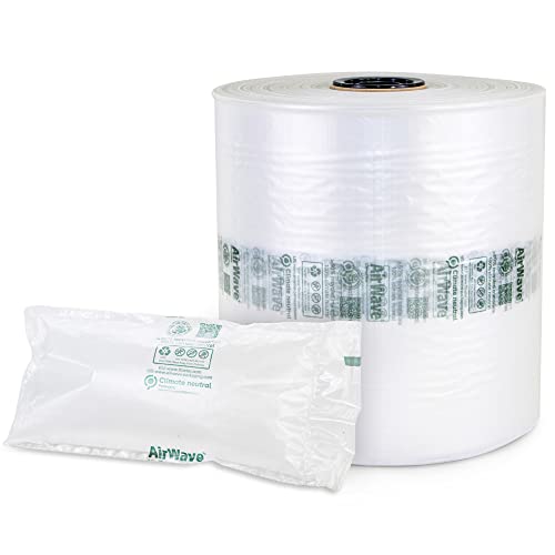 IDL Packaging EcoWave-7.1 Air Pillows for Packaging, 8" Wide and 1725' Long CO2-Neutral Film (1 Roll) - Earth-Friendly Packing Air Bags - Inflatable Void Fill Air Cushions for Shipping