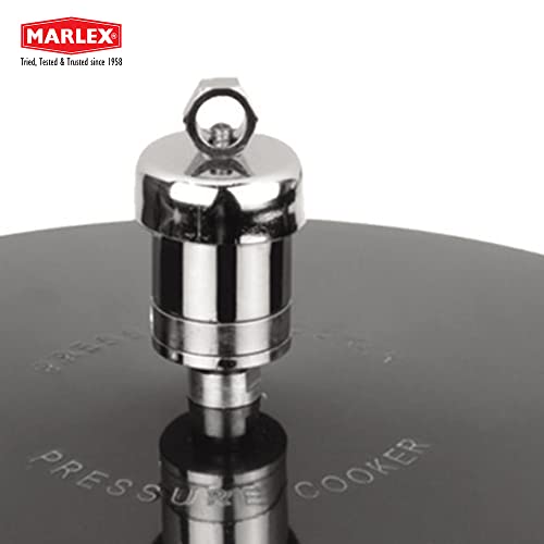 Image of Marlex Maestro Hard Anodized Aluminium Pressure Cooker with Outer Lid - 10 Litres | Black Sturdy Body with Safety Valve | Gas Stove Compatible | ISI Certified | 5-Year Warranty