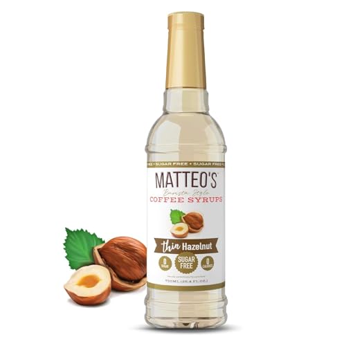 Matteo's Sugar Free Coffee Flavoring Syrup, Hazelnut, Delicious Coffee Syrup, 0 Calorie, 0 Sugar Coffee Syrups, Keto Friendly, 25.4 Oz, 1-Pack