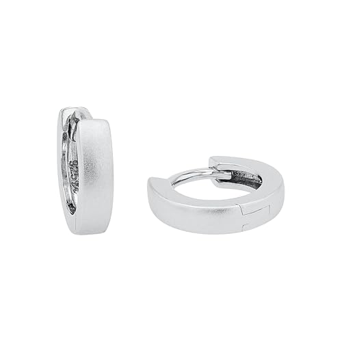 AMOR - Unisex Damen Herren Ohrringe 925 Silber - Matte Creole - AMR-E0067 – Ansicht 1