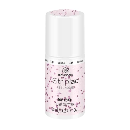 alessandro Striplac Peel or Soak - TOP COAT ROSA GLITTER - VEGAN - LED-Nagellack Top Coat Rosa - Für perfekte Nägel in 15 Minuten, 8ml