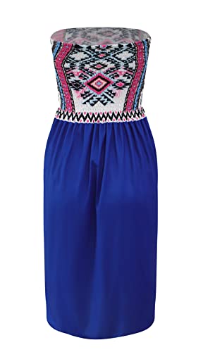 Image of Zyyfly Tube Top Dress Women Summer Beach Coverup Stretch Smocked Strapless Dress