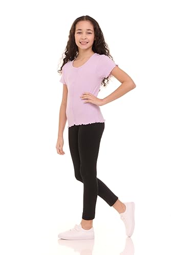 Pink Angel Girls' 2-Pack Pointelle Knit Tops – Pullover Shirts w/Faux Buttons, Lightweight, Breathable, Perfect for Layering2