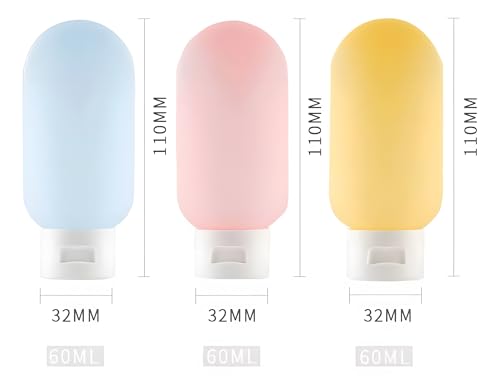 Kit Viagem Compacto 60ml - 3 Frascos Antivazamento para Shampoo, Creme e Sabonete | Ideal para Mala