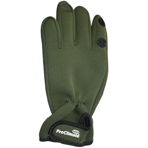 Pro Climate Neoprene Fishing Gloves - Green Cover