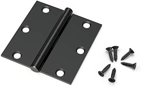 KNOBWELL 6 Pack Matte Black Door Hinges Interior Door Hinges, 3.5 Inch X 3.5 Inch Door Hinges with Suqare Corners
