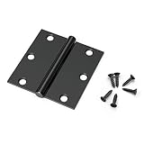KNOBWELL 6 Pack Matte Black Door Hinges Interior Door Hinges, 3.5 Inch X 3.5 Inch Door Hinges with S