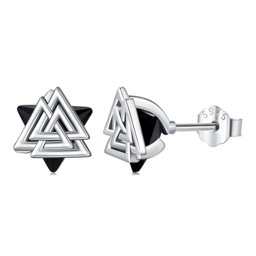Pendientes vikingos de plata hipoalergénicos para orejas sensibles con ónix