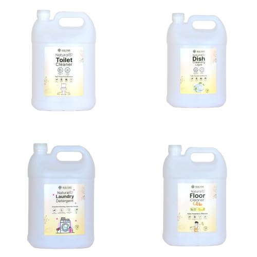 ECOROOT Mega Savings Essentials Pack β 5L Eco-Friendly Home Cleaning Combo | Natural Floor Cleaner, Dish Wash, Laundry Detergent & Toilet Cleaner | Plant-Based, Biodegradable, Safe for Kids & Pets