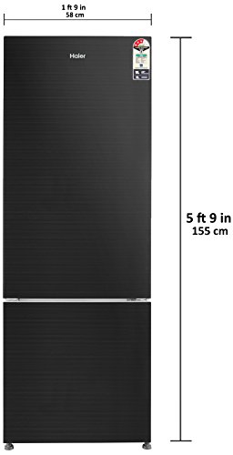 Image of Haier 320 L 3 Star Frost Free Double Door Refrigerator(HRB-3404PKG, Black, Bottom Freezer)