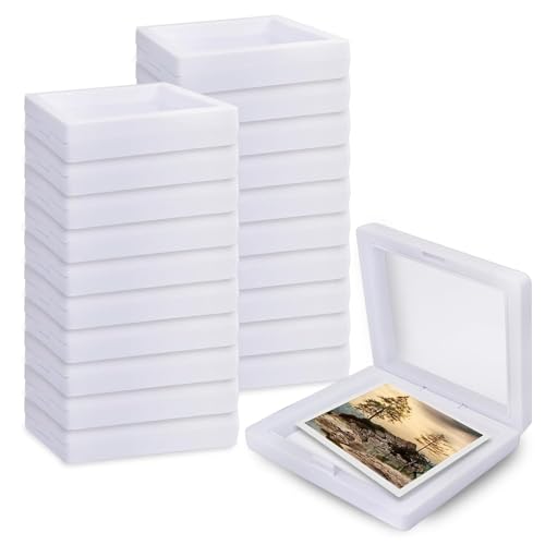 Image of Floating Display Frame, Coin Display Case, Dustproof PE Film Transparent Jewelry Storage Box for Ring Necklace Bracelet, Floating Display Case for Coin, Jewelry per Availability (Small White 10PCS)
