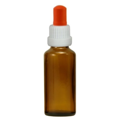 100x Apothekenfläschchen 30ml aus Braunglas mit weiss/roter Glaspipette