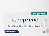 200pcs Bolsas esterilizadoras autoadhesivas para autoclave, 200 unidades (140 x 280 mm)