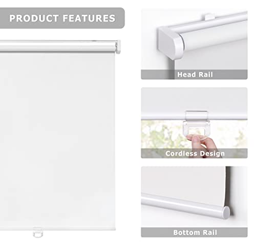 LazBlinds No Tools No Drill Cordless Roller Shades, 100% Blackout Roller Blinds for Windows, Thermal Insulated UV Protection Waterproof Roll Up Window Blinds and Shades, 48'' W x 72'' H, White by LazBlinds - Image 3