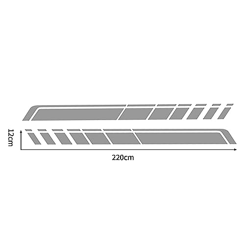 Image of ramuel Sports Racing Strip Stickers Side Skirt Vinyl Decals(2PCS,Grey
