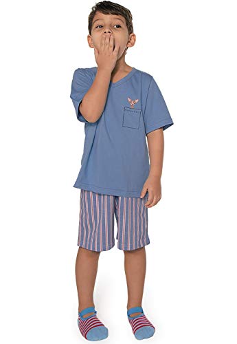 Pijama Curto Infantl Kid Dog DeMillus 220505 Azul Céu Tamanho:12 Anos