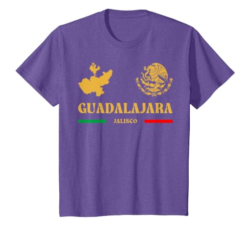 Guadalajara Jalisco with Mexican Emblem, Guadalajara T-Shirt, Youth, Purple Heather, 2T