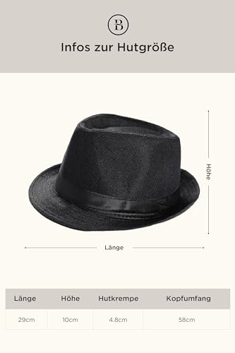 Coucoland Chapeau Panama 1920s pour Homme-Chapeau Fédora Mafia Gangster Accessoires de Costume Gatsby Taille Unique Noir – vue 5