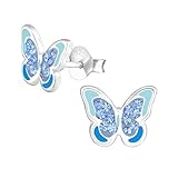 Hochwertige Materialien: Funkelnde Schmetterling Kinder Ohrstecker mit blauen Kristallen aus 925 Sterling Silber - Nickelfrei und sanft für empfindliche Ohren. Perfekter Kinderschmuck für kleine Naturfans! - aus 925er Sterling Silber gefertigt, ideal für empfindliche Kinderhaut.