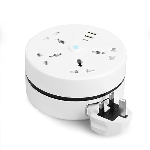 Baytion Retractable Power Strip Surge Protector with 4 Universal AC Outlets, 2 USB Ports and 1 Type-C Slot,Extension Cord with 2500W/10A 2Meters for Bedroom,Living Room,Office (White)